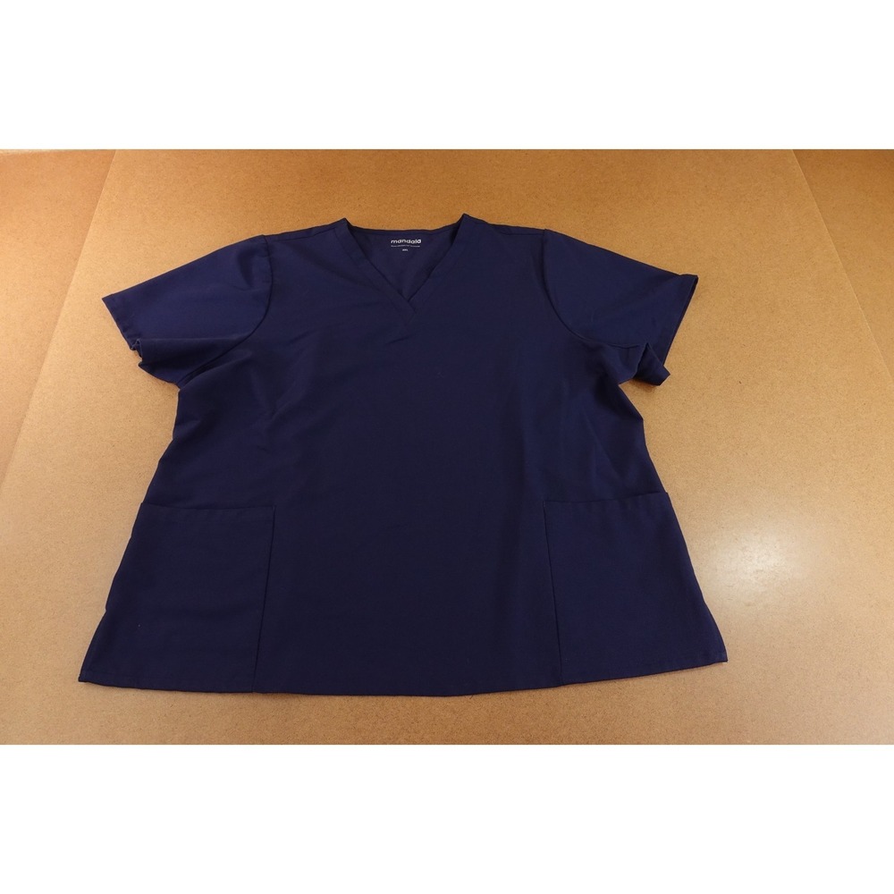 Mandala WWomensSize 3X Navy Blue Short Sleeve V Neck Scrub Top
